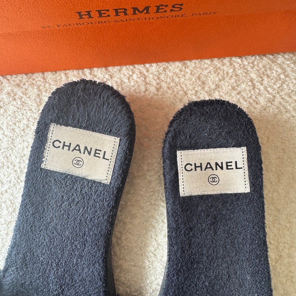 Chanel Black Fuzzy Slippers - Picture 5 of 9